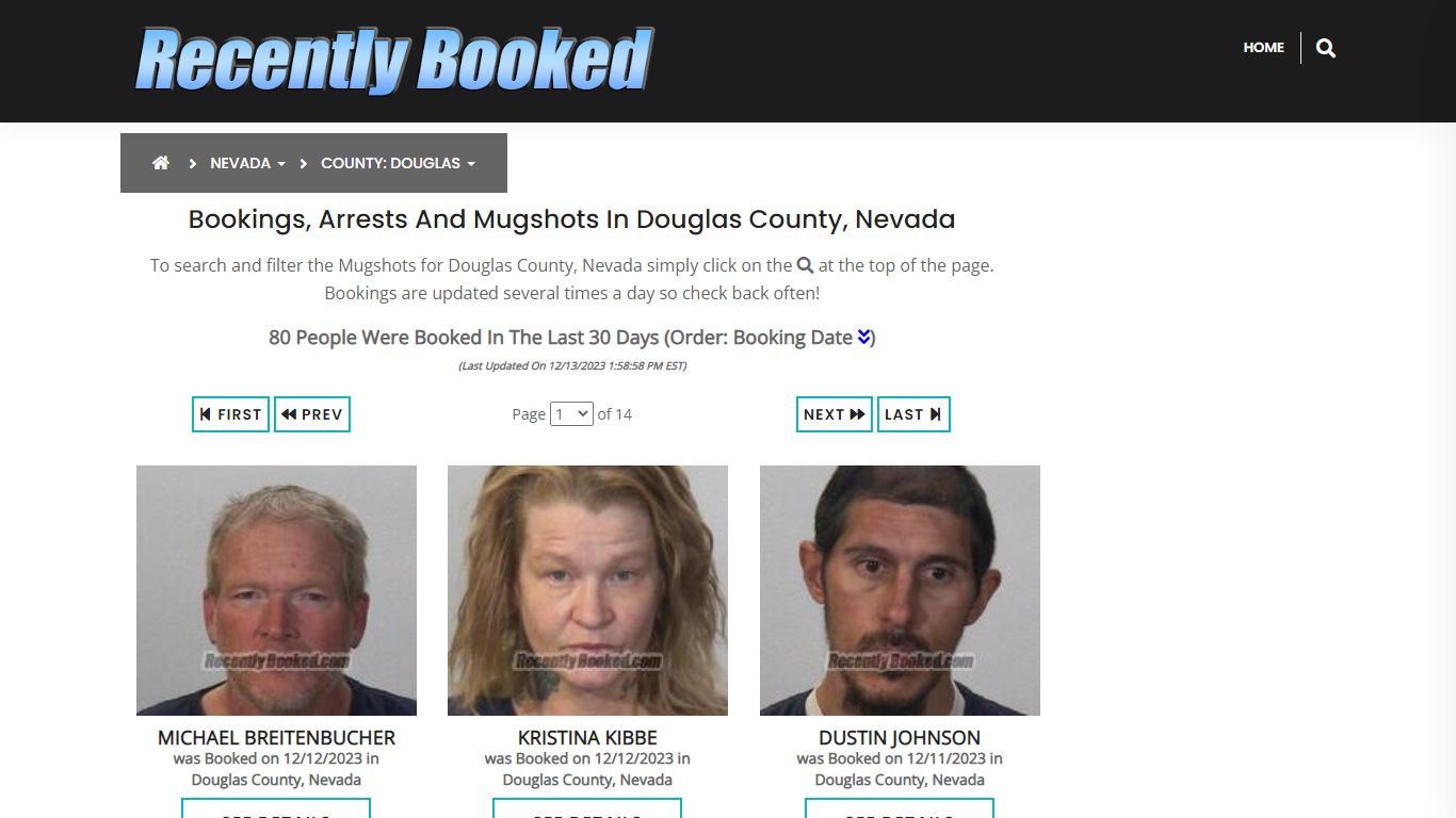 Recent bookings, Arrests, Mugshots in Douglas County, Nevada