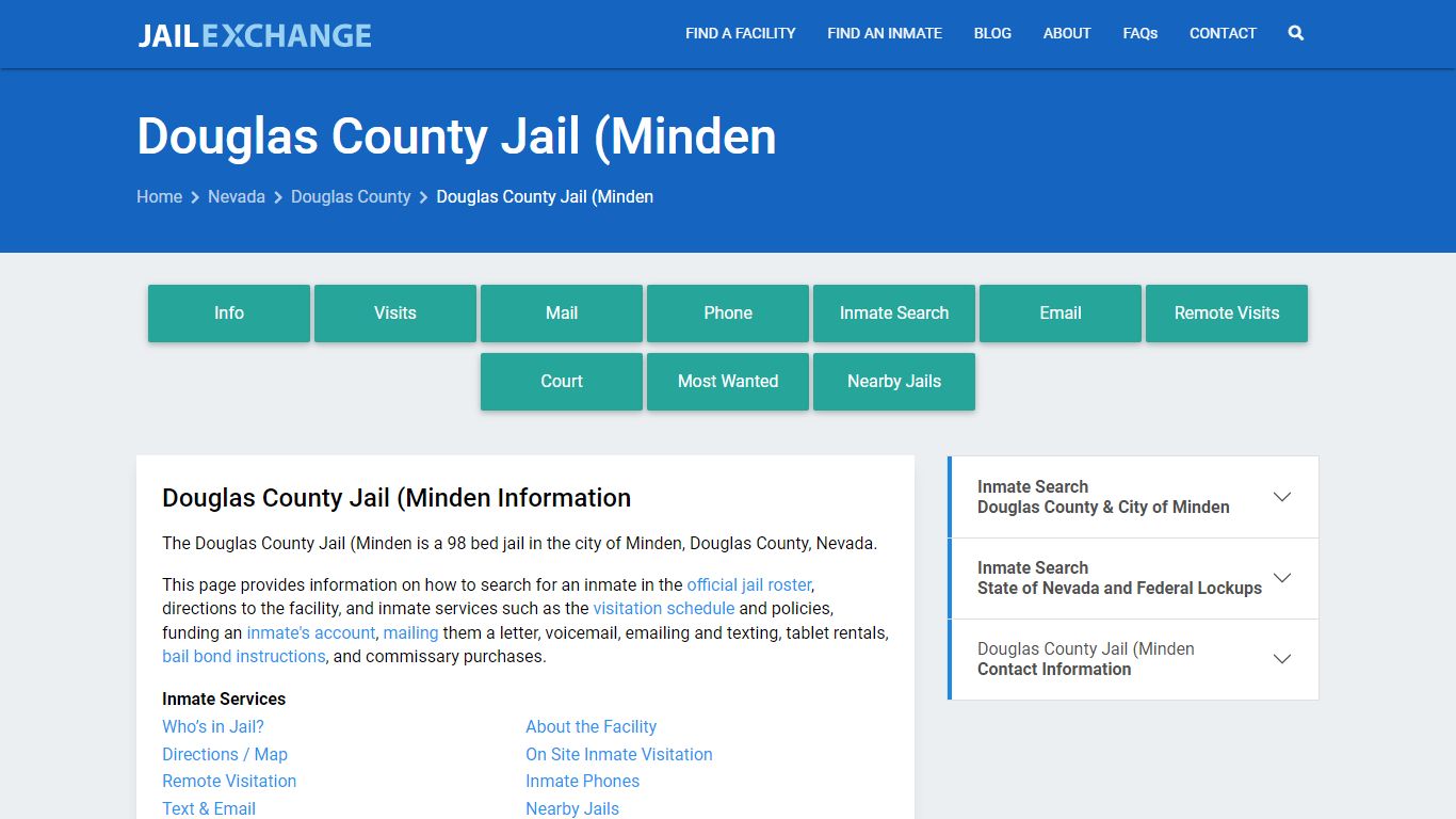 Douglas County Jail (Minden, NV Inmate Search, Information